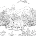 Triceratops Grazing in a Prehistoric Field