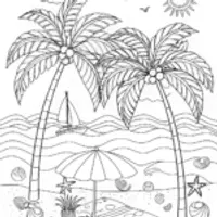 Tropical Beach Bliss Coloring Page