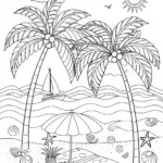 Tropical Beach Bliss Coloring Page