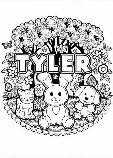 A coloring page of Tyler’s Cute Animal Coloring Page