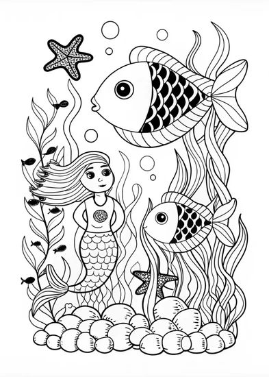 A coloring page of Underwater Fish Fantasy Coloring Page