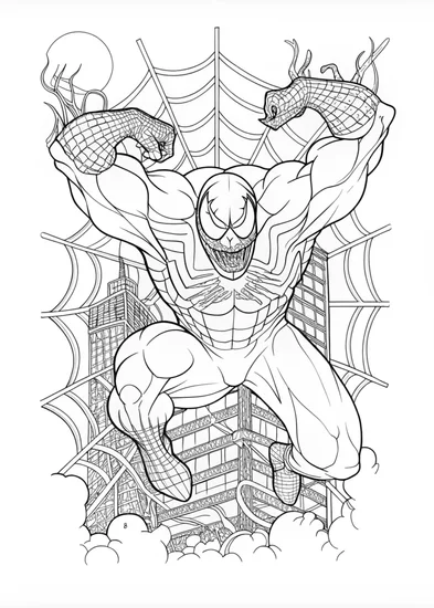 A coloring page of Venom’s Monstrous Grin Coloring Page