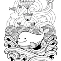 Whimsical Whale Coloring Page