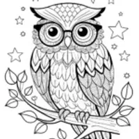 Wise Owl with Glasses Coloring Page