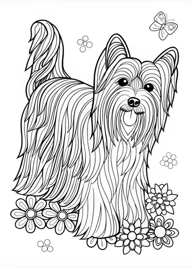A coloring page of Yorkshire Terrier Coloring Fun