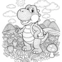 Happy Yoshi Coloring Page