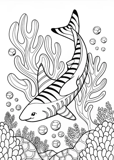 A coloring page of Underwater Adventure with Stripy the Fish