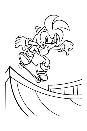A coloring page of Sonic’s Epic Skate Park Adventure Awaits!