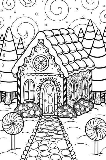 A coloring page of Gingerbread Wonderland: A Sweet Coloring Adventure