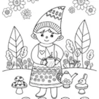 Gnome’s Garden Tea Party with a Friendly Bunny