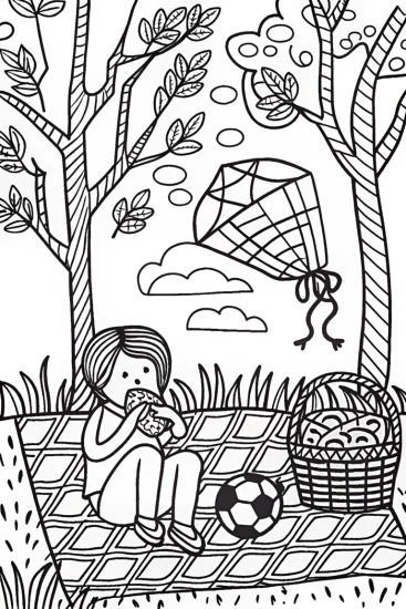 A coloring page of Cocomelon Picnic Party Fun with a Delicious Treat!