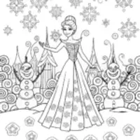 Elsa at the Frosty Festival Coloring Page