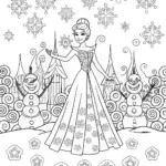 Elsa at the Frosty Festival Coloring Page