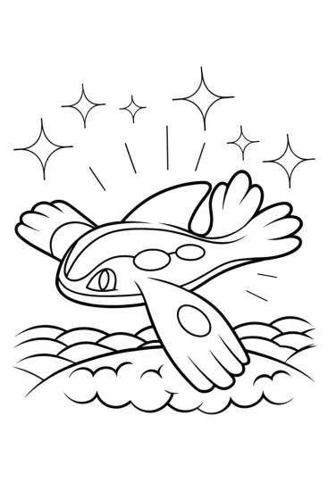 A coloring page of Guardians of the Celestial Lake: Kyogre Soars Above