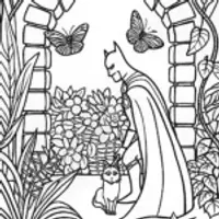 Batman’s Secret Garden Hideout Coloring Page