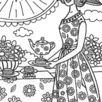 Barbie’s magical garden tea party coloring fun