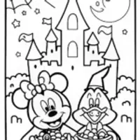 Minnie Mouse and Donald Duck Halloween Coloring Page
