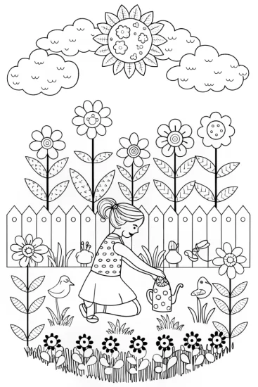 A coloring page of Barbie’s Dream Garden Adventure