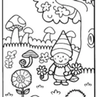 Springtime Garden Gnome Adventure Coloring Page