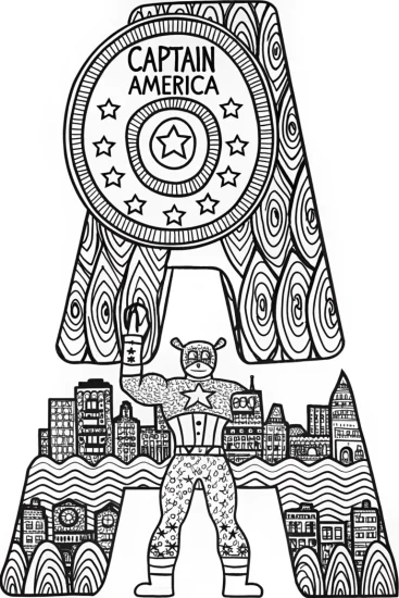 A coloring page of Captain America’s Shield: A Coloring Adventure