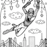 Miles Morales Swinging Through the City Skyline
