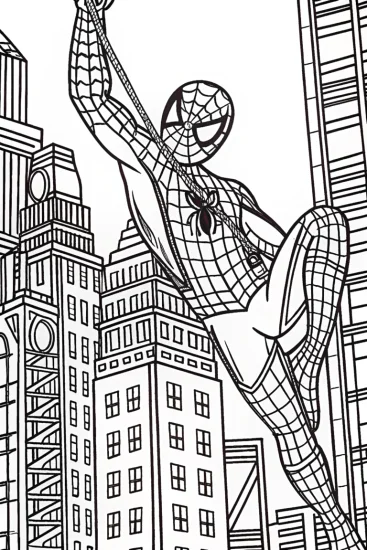 A coloring page of Miles Morales: A Web-Slinging Adventure Awaits!