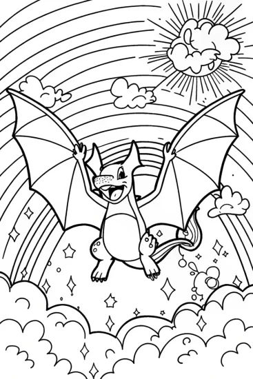 A coloring page of Charizard’s Joyful Flight Through the Sky