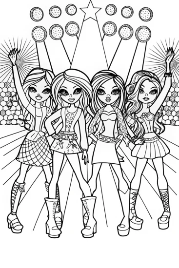A coloring page of Bratz Fashion Showdown: Color Your Favorite Dolls!