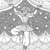 Ninja moonlit dance coloring page