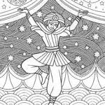 Ninja moonlit dance coloring page