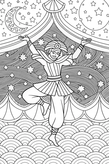A coloring page of Ninja moonlit dance coloring page