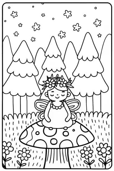 A coloring page of Gabby’s whimsical garden exploration