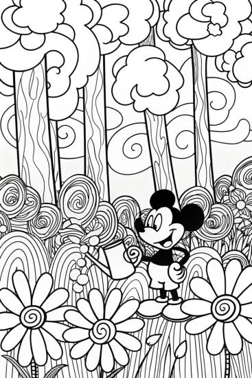A coloring page of Mickey’s Garden Adventure: Color the Magic!