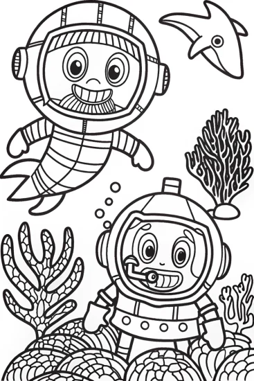 A coloring page of Octonauts Undersea Race Coloring Page