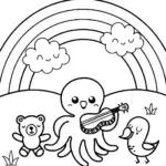 Rainbow Friends’ Musical Adventure Coloring Page