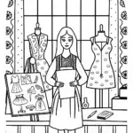 Barbie’s Adventure in Fashion Design Coloring Page