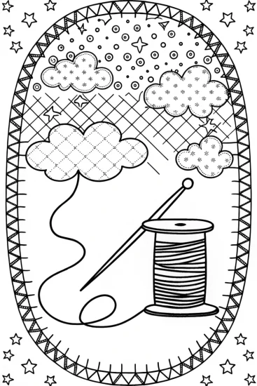 A coloring page of Stitching Dreams: A Journey Through Imagination
