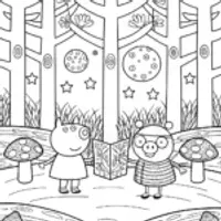 Peppa Pig’s Adventure in the Enchanted Forest Coloring Page