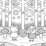 Peppa Pig’s Adventure in the Enchanted Forest Coloring Page