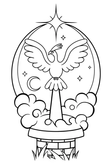 A coloring page of Celestial Harmony: Celebrate Legendary Pokémon Ho-Oh