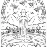 Charmander’s Enchanted Waterfall Adventure Coloring Page