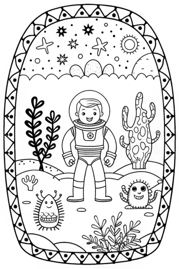 A coloring page of Buzz Lightyear’s Cosmic Quest in Color