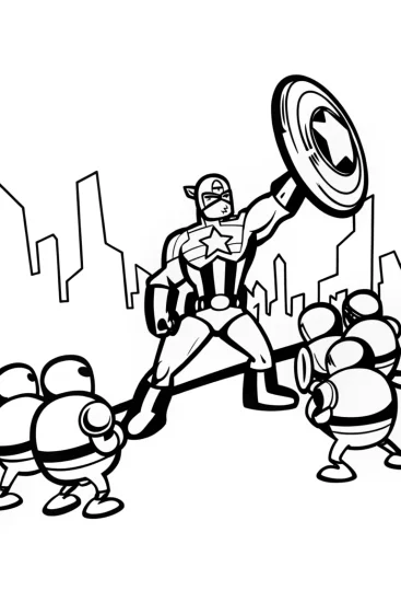 A coloring page of Captain America’s Shield: Stand Strong!