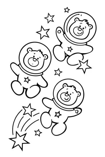 A coloring page of Care Bears Space Adventure Coloring Page