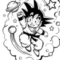 Goku’s cosmic training quest coloring page
