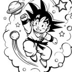 Goku’s cosmic training quest coloring page