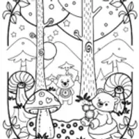 Care Bears in a Magical Forest Coloring Page