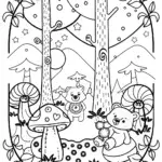 Care Bears in a Magical Forest Coloring Page