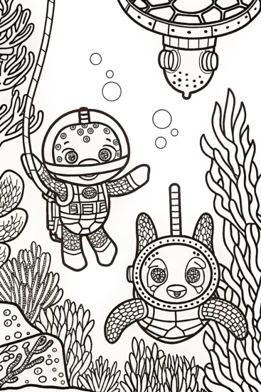 A coloring page of Octonauts Undersea Adventure with Captain Barnacles