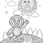 Huggy Wuggy’s Starry Night Adventure Coloring Page
